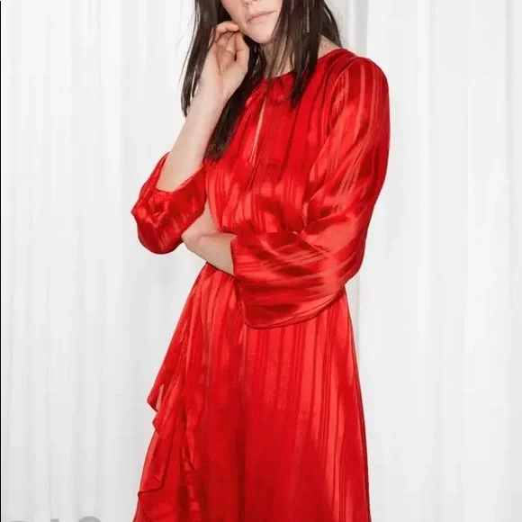& Other Stories | Dresses | Other Stories Red Satin Asymmetric Ruffle Dress | Poshmark & Other Stories | Dresses | Other Stories Red Satin Asymmetric Ruffle Dress | Poshmark